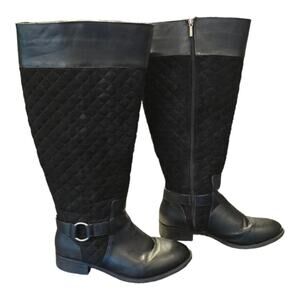 Torrid‎ Black Quilted Wide Calf tall Boots Women's Size 11 W Wide